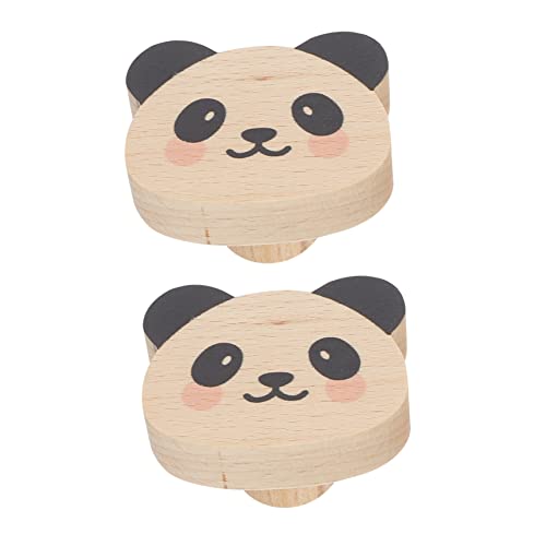 AKOOSY 2 Stück Panda Wandhaken aus Holz Praktische Selbstklebende Kleiderhaken für Flur Geeignet für Hut Jacken und Dekoration im Schlafzimmer Wohnzimmer und Büro von AKOOSY