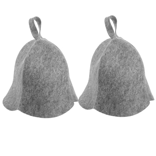 AKOOSY 2 Stück Saunahut Filz Verdickt Hitzeschutz Saunakappe Unisex Haarschutz Dampfschutz Saunazubehör für Sauna Spa Bad Atmungsaktiv Leicht Tragbar von AKOOSY