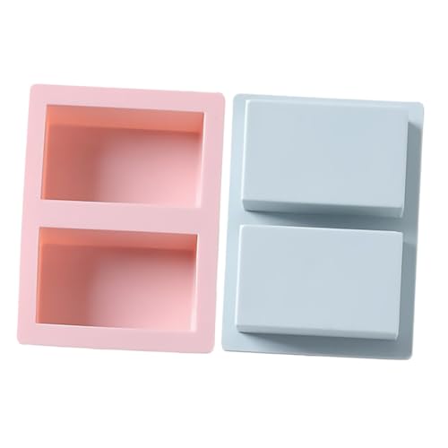 AKOOSY 2 Stück Teiliges DIY Seifenformen aus Flexiblem Lebensmittelechtem Silikon Hohlräume Quadratisch Antihaftbeschichtet in Blau für Handgemachte Seifen Kuchen und Kerzenherstellung von AKOOSY