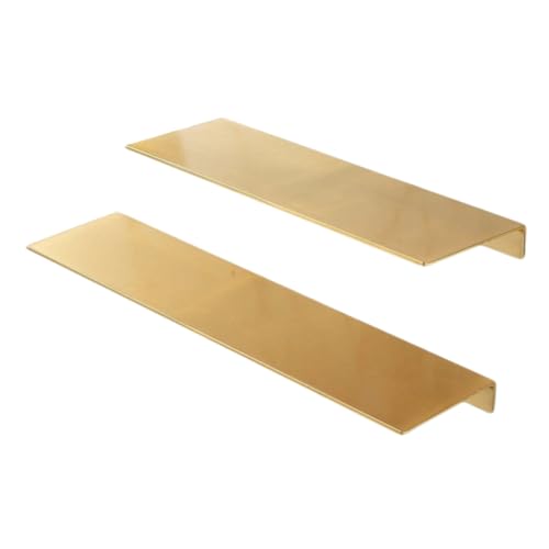 AKOOSY 2 Stück Teiliges Goldfarbenes Aluminium Wandregal für Badezimmer Schwebendes Bohrfreies Wandboard Stabiles Modernes Aufbewahrungsregal für Dusche und Waschbecken von AKOOSY
