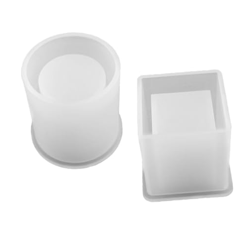 AKOOSY 2 Stück Teiliges Silikonform für DIY Harz Würfel Zylinder Flexible Langlebige Gießformen für Stiftehalter Blumentopf Transparente Wiederverwendbare Bastelvorlagen von AKOOSY