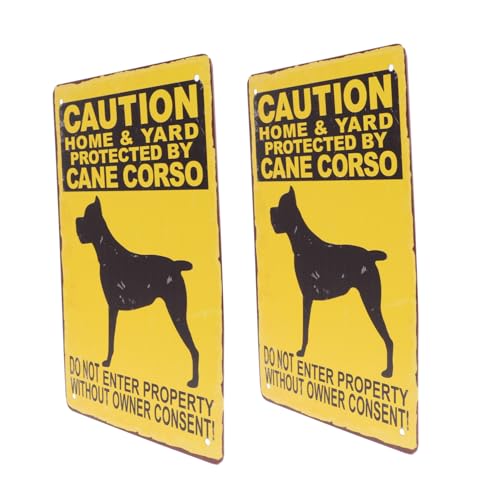 AKOOSY 2 Stücke Vintage Metall Warnschild Hund Gelb Hundewarnschild für Gartenzaun mit Klarem Text und Hundemotiv Einfache durch Vorgebohrte Dekoratives Gartenschild AKOOSY 2 Stücke Vintage Metall Warnschild Hund Gelb Hundewarnschild für Gartenzaun mit Klarem Text und Hundemotiv Einfache durch Vorgebohrte Dekoratives Gartenschild von AKOOSY