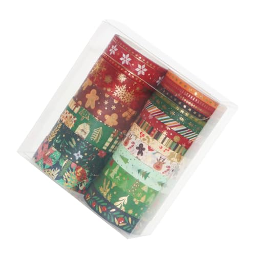 AKOOSY 21 Rollen Teiliges Weihnachts Washi Tape mit Goldfolie Vielseitige Japanische Papierklebebänder für DIY Dekoration Geschenkverpackung Scrapbooking Selbstklebend Rückstandsfrei Fest von AKOOSY