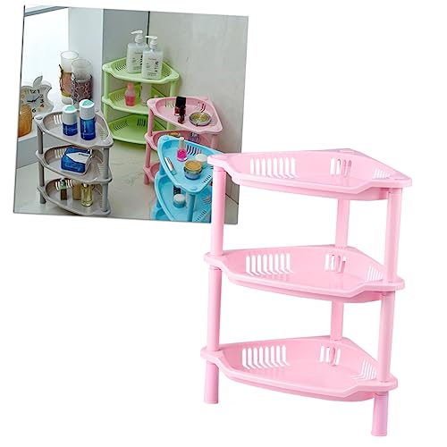 AKOOSY 3 Stativ Regalorganisator Kleines Badezimmer-eck-Organizer Regalkorb Cubbies-aufbewahrungsregale Plastik -eckregal Lagerregal Rosa von AKOOSY