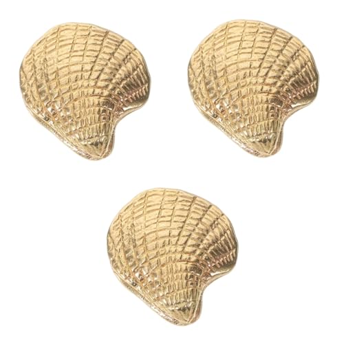 AKOOSY 3 Stück Messing Muschelförmiger Möbelknopf Kleiner Türknauf für Schränke Kommoden Vielseitiger Möbelgriff für Wohnraumdekoration von AKOOSY