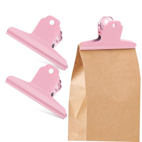 AKOOSY 3 Stück Metall Bulldog Clips in Kirschblütenrosa Starke Klammern für Dokumente Snacks Büro und Haushalt Vielseitige Organizer Clips Langlebige Metallklammern von AKOOSY