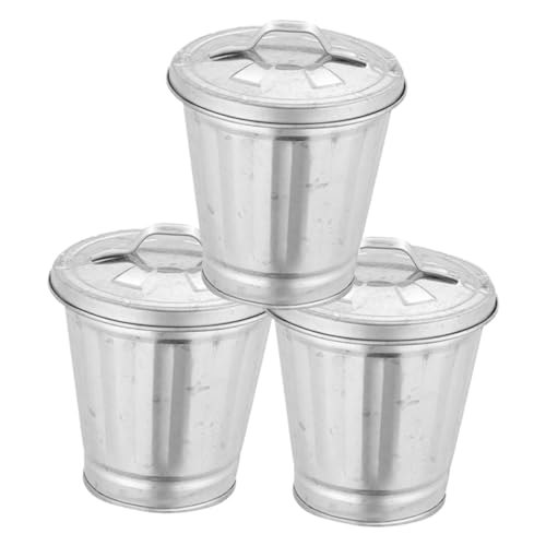 AKOOSY 3 Stück Mini Abfalleimer aus Tischabfalleimer mit Deckel für Blumen und Abfall Robuster und Tragbarer Müllbehälter für Büro Küche und Zuhause von AKOOSY