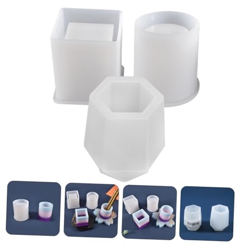 AKOOSY 3 Stück Teiliges Silikonform für DIY Epoxidharz Stifthalter Flexible Glatte Formen für Stifthalter Pinselhalter und Aufbewahrung Vielseitig Einsetzbar Einfach zu Entformen für von AKOOSY
