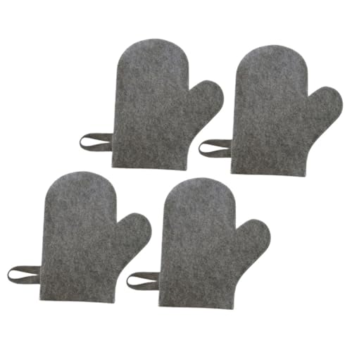 AKOOSY 4 Stück Saunahandschuhe aus Weichem Filz Hitzebeständig und Schützend Komfortable Peeling Massagehandschuhe für Sauna und Badeanwendungen mit Praktischem Aufhänger Langlebig und von AKOOSY
