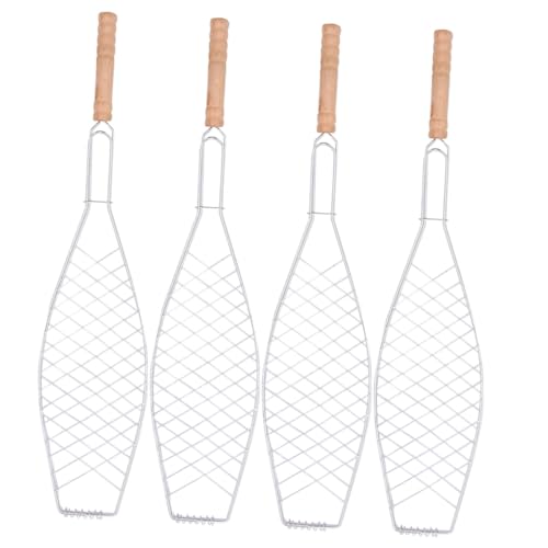 AKOOSY 4 Stück Teiliges Fisch Grillkorb mit Holzgriff Langlebiges Metall BBQ Grillwerkzeug für Camping und Picknick Antihaft Mesh Clip für Vielseitiges Grillen von Fisch Fleisch Gemüse AKOOSY 4 Stück Teiliges Fisch Grillkorb mit Holzgriff Langlebiges Metall BBQ Grillwerkzeug für Camping und Picknick Antihaft Mesh Clip für Vielseitiges Grillen von Fisch Fleisch Gemüse von AKOOSY