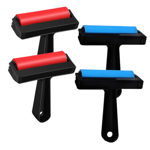 AKOOSY 4 Stück Teiliges Kunststoff-Roller Kleine Farbwalzen Langlebig und Leicht zu Reinigen Vielseitig für Druckgrafik Scrapbooking Papier Stoffgestaltung für Kreative Bastelprojekte von AKOOSY