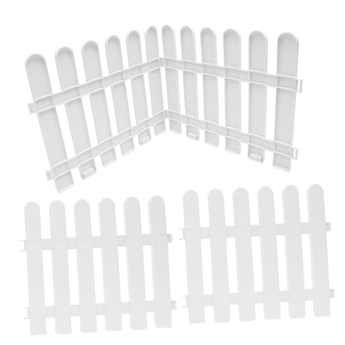 AKOOSY 4 Stück Teiliges Weißes Gartenzaun PVC Wetterfestes Rasenkanten begrenzungselement Vielseitig als Sichtschutz und Pflanzenumzäunung Einfach zu Montieren für Blumenbeete von AKOOSY