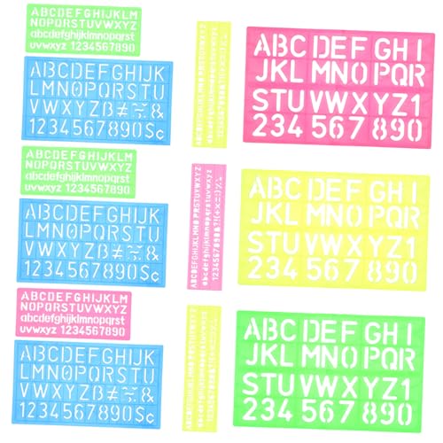 AKOOSY 4 Stück Teiliges Wiederverwendbarer Buchstaben Schablonen aus Kunststoff Glatte Oberfläche Vielseitig für DIY Malerei Wanddekoration Sprühtechniken und Leicht zu Reinigen von AKOOSY