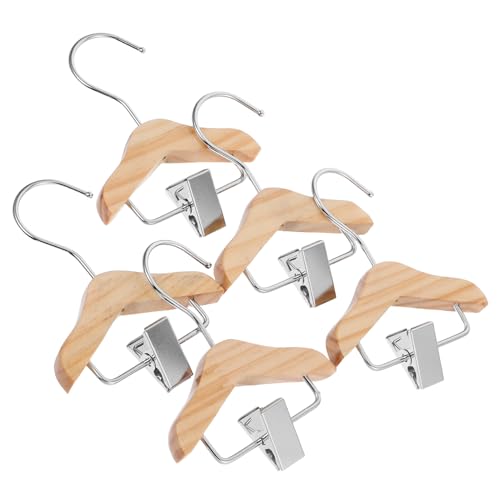 AKOOSY 5 Stück Teiliges Kinderkleiderbügel aus Massivem Holz mit Hosenklammern Platzsparend Glatte Oberfläche Sicher für Empfindliche Kinderhaut für Kleinkindkleidung von AKOOSY
