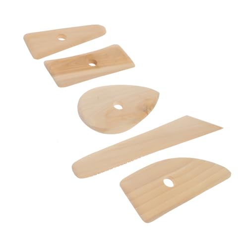 AKOOSY 5 Stück Teiliges Töpferwerkzeug aus Holz für Modelliermasse Multifunktionale Skulptur Molding Tools zum Töpfern und Formen Präzisen Skelettmessern für Feine Konturen von AKOOSY