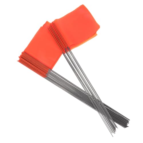 AKOOSY 50 Stück Markierungsflaggen Gartenflaggen Leuchtend Orange Robust für Bewässerung Vermessung Baustellen Vielseitig Einsetzbar und von AKOOSY