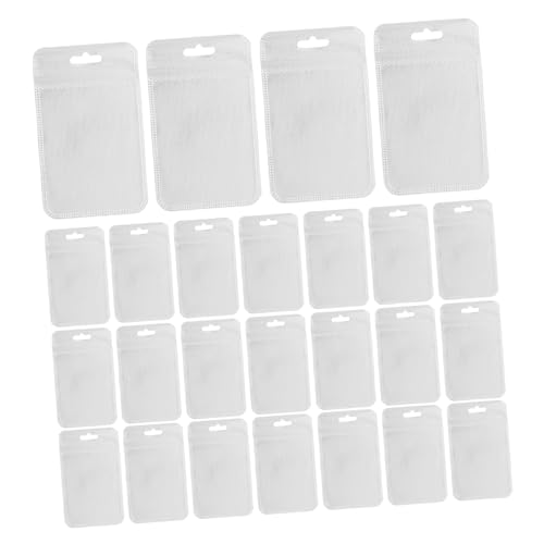AKOOSY 50 Stück Teiliges Kleine Transparente Aufbewahrungssäcke mit Rundring Wiederverwendbare Beuteltaschen für DIY Schmuckperlen Schmucksteine Bastelbedarf Nähzubehör und Kleinteile von AKOOSY