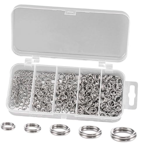 AKOOSY 500 Stück Metall Spaltringe Schmuckverbinder Rostfrei DIY Jump Ringe für Schmuckherstellung Basteln Angeln Zubehör mit Aufbewahrungsbox von AKOOSY