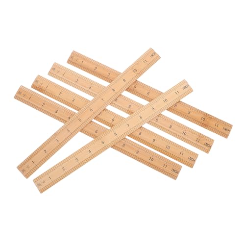 AKOOSY 6 Stück Teiliges Bambus-Maßlineal mit Doppelseitiger Messskala Präzise Nählineale für Stoffe Robustes Schneidewerkzeug mit Schräger Kante für Nähen Zuschneiden und Basteln zu Hause von AKOOSY