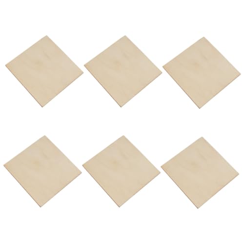 AKOOSY 6 Stück Teiliges Quadratische Holzscheiben Unbehandelte Holzplatten zum Basteln Bemalen Beschriften DIY Handwerk Dekoration Kreative Holzrohlinge für Malprojekte und Kunst von AKOOSY