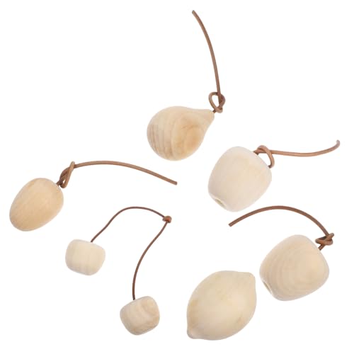 AKOOSY 6 Stück Teiliges Unbemaltes Holzfrüchte DIY mit Glatter Oberfläche Leichte Holzfrucht Bastelornamente zum Bemalen und Dekorieren von Wohnzimmer Kinderzimmer und Regal von AKOOSY