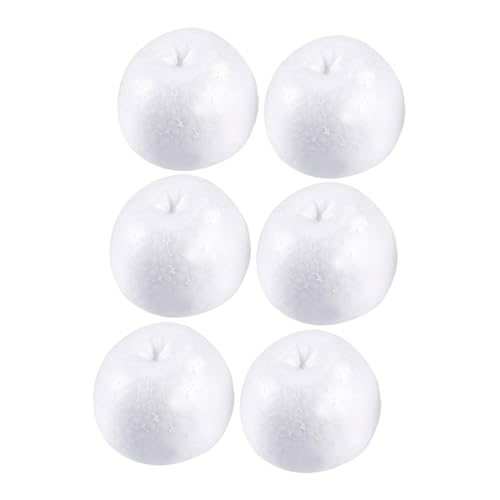 AKOOSY 6 Stück Teiliges Weiße Schaumstoff Äpfel Langlebige Polystyrol Modelle für DIY Bastelprojekte Kinderfreundlich Leicht und Formstabil für Malen und Dekorieren von AKOOSY