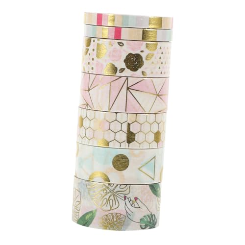AKOOSY 7 Rollen Dekoratives Washi Tape mit geometrischem Muster Washi Klebestreifen für Scrapbooking DIY Basteln Journal Verzierung Leicht Abreißbar Schadstofffrei von AKOOSY