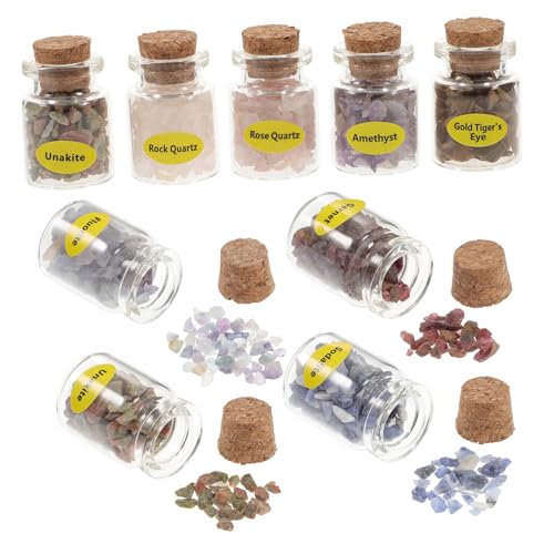 AKOOSY 9 Stück Teiliges Set Mini Kristallstein fläschchen Natürliche Bunte Edelstein dekoflaschen Handliche Kleine Wunschflaschen Dekorativ für Schmuckbasteln Praktisch und Leicht von AKOOSY