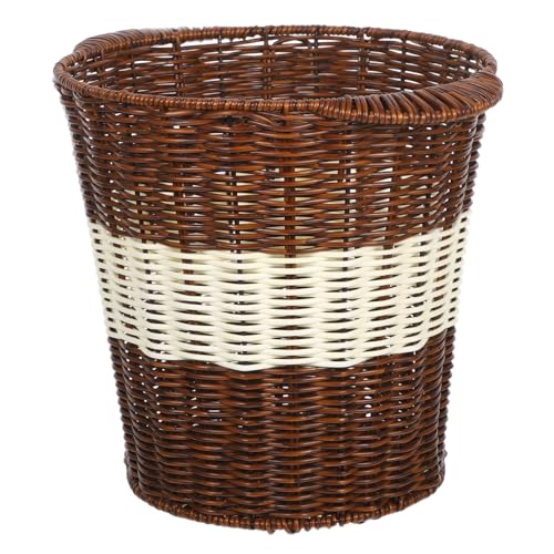 AKOOSY Atmungsaktiver Großer Langlebiger Papierkorb mit Imitat Rattan Optik Stilvoller Belüfteter Abfalleimer für Büro und Küche Geruchsarm und Einfach zu Reinigen von AKOOSY