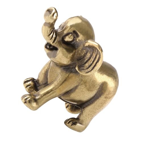 AKOOSY Brass Elefantenfigur Miniatur Desktop Deko Stabile Messing Skulptur Handgefertigt Kraftvolles Tier Symbol für Wohnzimmer Büro Schreibtisch von AKOOSY