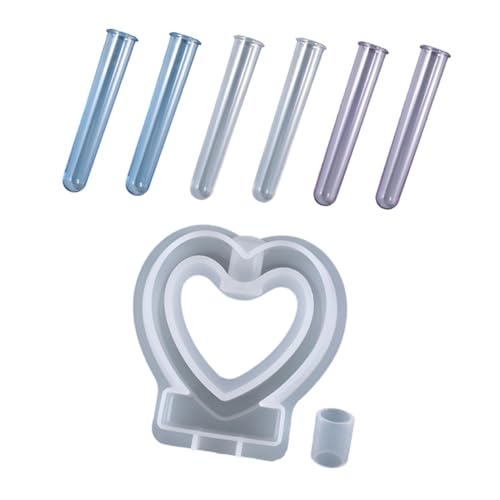 AKOOSY DIY Herzförmige Hydroponik Vase Silikonform mit Reagenzgläsern in Blau Transparent und Flieder Flexibel Langlebig und Einfach zu Reinigen für Pflanzen Stecklinge und von AKOOSY