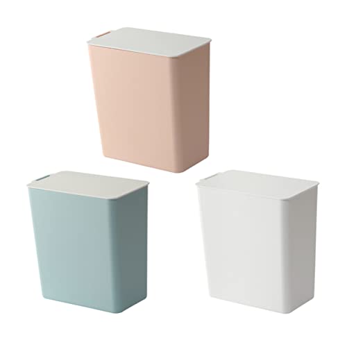 AKOOSY Desktop Mülleimer Mini mit Deckel Weißer Kunststoff Abfallbehälter für Schreibtisch Büro und Schlafzimmer für Recycling und Kleine Gegenstände von AKOOSY