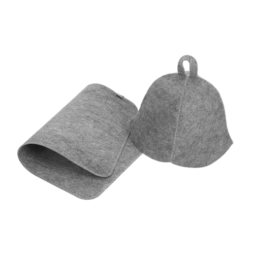 AKOOSY Dickes Wasserdichtes Filz saunahut Set für Damen mit Atmungsaktivem Passgenauem Design Inklusive Grauer Saunasitzauflage für Sauna Dampfbad und Wellness anwendungen von AKOOSY