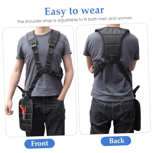 AKOOSY Doppelschultergurt Trimmer Tragegurt mit Verstellbarem Taillengurt und Schnellverschluss für Rasentrimmer und Freischneider Langlebiger Cutter Strap in Schwarz von AKOOSY