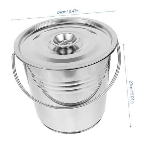 AKOOSY Edelstahl Ascheeimer mit Deckel Leichter Kompakter Aschekübel für Kamin Grill BBQ Robustes Hitzebeständiges Metall Tragbarer Aschebehälter für Einfache Reinigung und Transport von AKOOSY