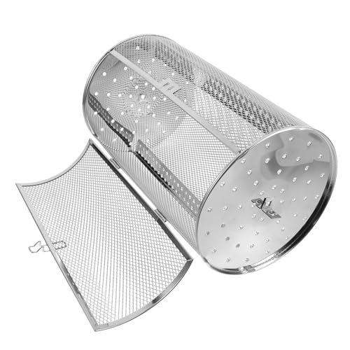 AKOOSY Edelstahl Drehbarer Grillkorb mit Rotation für Backofen und Gasgrill Rostfreier Drehspießkorb zum Gleichmäßigen Rösten von Nüssen Erdnüssen Kastanien und Mehr von AKOOSY