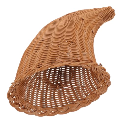 AKOOSY Geflochtener Aufbewahrungskorb Hornform Dekorativer Snackkorb aus Natürlichem Rattan Vielseitiger Brotkorb mit Rustikalem Charme Leicht und Geruchsfrei für Küche und AKOOSY Geflochtener Aufbewahrungskorb Hornform Dekorativer Snackkorb aus Natürlichem Rattan Vielseitiger Brotkorb mit Rustikalem Charme Leicht und Geruchsfrei für Küche und von AKOOSY