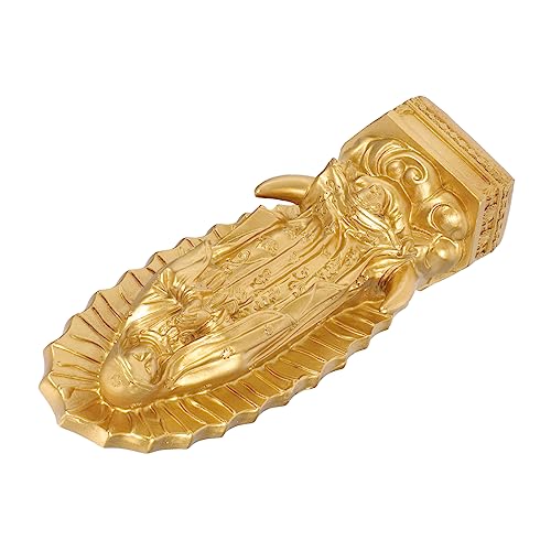 AKOOSY Goldfarbene Mexikanische Heilige Jungfrau Statue aus Hochwertigem Harz Kompakte Religiöse Dekofigur für Wohnzimmer Schreibtisch und Innenraum Langlebig Leicht und Bruchsicher von AKOOSY