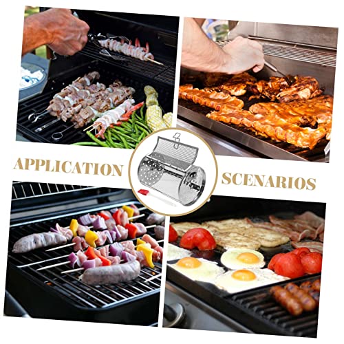 AKOOSY Grillkorb für Gemüse und Barbecue Langlebiger Rotierender Ofenkorb mit Großer Öffnung und Beweglicher Tür für Elektrogrills und Backöfen Reinigungsbürste Zufällige Zufällige Farbe von AKOOSY