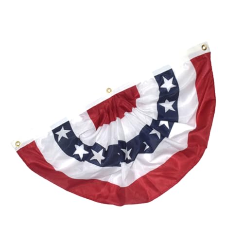 AKOOSY Halbrunde Amerika Flagge aus Langlebigem Polyester Dekorative Hängende Fan Fahne für Patriotische Partys für Wahlfeiern Balkon Tür und Garten Leicht und Platzsparend von AKOOSY