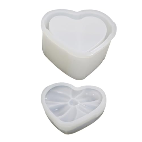 AKOOSY Herzförmige Silikonform mit Deckel für Epoxidharz DIY Schmuckbox Kreative Aufbewahrungsbox Bastelset Leicht zu Reinigen für Individuelle Geschenkboxen und Bunte Dekorationen von AKOOSY