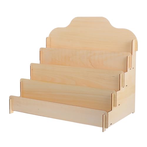 AKOOSY Holz Displayständer für Grußkarten Leichter Aufbau Geräumiges Kartenregal aus Lindenholz Sperrholz Unvollendete Holzoberfläche zum Streichen für Aufsteller und von AKOOSY