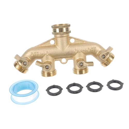 AKOOSY Massiver Gartenschlauch Verteiler aus Vollmessing Wege Wasserhahn Splitter mit Individuell Einstellbaren Absperrventilen Langlebiger Messinggriff für Gartenbewässerung und AKOOSY Massiver Gartenschlauch Verteiler aus Vollmessing Wege Wasserhahn Splitter mit Individuell Einstellbaren Absperrventilen Langlebiger Messinggriff für Gartenbewässerung und von AKOOSY