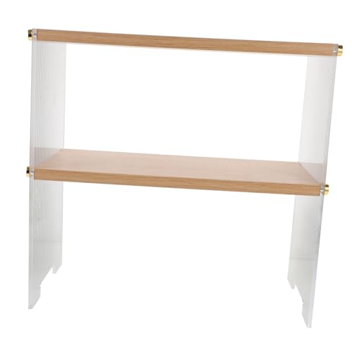 AKOOSY Mehrlagiges Küchenregal mit Holzablage Transparenter Aufbewahrungsständer für Wasserbecher und Kosmetik Multifunktionales Organizer Regal für Badezimmer Arbeitsplatte Schreibtisch von AKOOSY