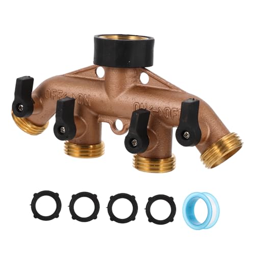 AKOOSY Messing Gartenschlauch Verteiler mit Absperrhähnen Robuster Wasserhahn Adapter für Gleichzeitigen von Schläuchen Wetterfest für Garten und Bewässerungssysteme von AKOOSY