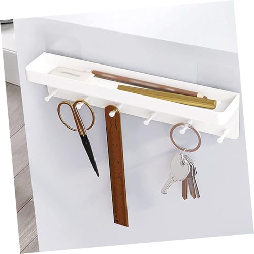 AKOOSY Metall Schlüsselhalter Wand mit Ablage und Haken Wandhänger Organizer für Schlüssel Hundeleine Post Kreatives Aufbewahrungsregal für Eingang Küche Büro Einfache Montage ohne von AKOOSY