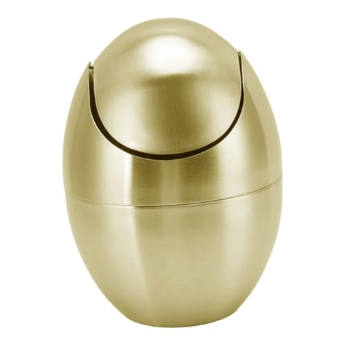 AKOOSY Mini Desktop Mülleimer Gold Schwingdeckel Design Platzsparend Für Büro Bad Schreibtisch Tischplatte von AKOOSY