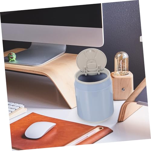 AKOOSY Mini Mülleimer mit Deckel Kleiner Kunststoff Abfalleimer für Büro und Schreibtisch Geruchsneutraler Tischabfallbehälter Tragbar und Langlebig Blau von AKOOSY