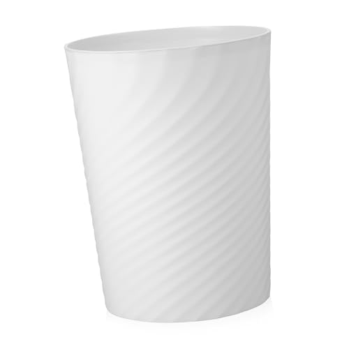 AKOOSY Moderner Küchenmülleimer Weiß aus Robustem Kunststoff Langlebiger Abfalleimer für Wohnzimmer Schlafzimmer Bad Feuchtigkeitsbeständig und Formstabil Stilvoller von AKOOSY