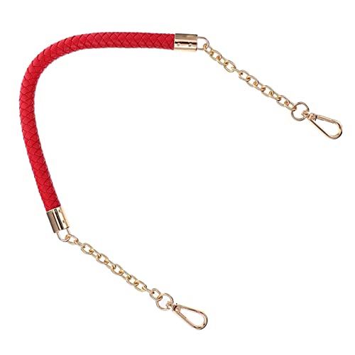 AKOOSY PU Leder Schultergurt mit Metallkette Kurze Damen Taschenriemen Verstellbarer Ersatzriemen für Umhängetasche Modischer Taschenaccessoire für DIY Clutch und Minihandtasche Rot von AKOOSY